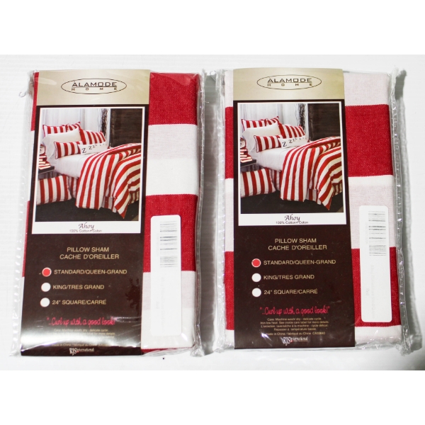 TWO NEW AHOY STND/QUEEN RED PILLOW SHAMS