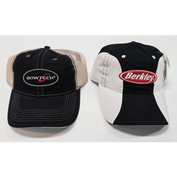 2 HUNTING FISHING BALL CAPS BERKELEY & BOWTECH