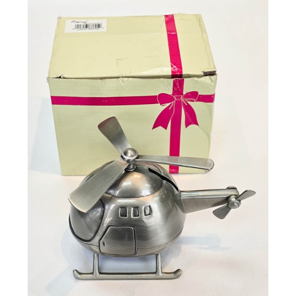 NEW PEWTER FINISH ELEGANCE HELICOPTER - SIZE 4" H