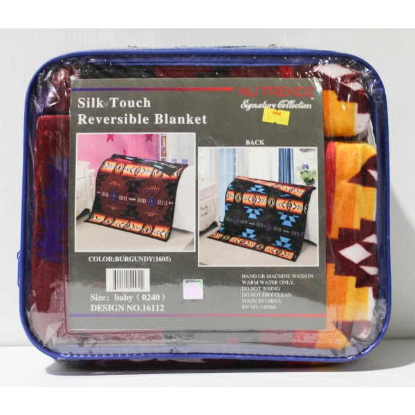 NEW NU TRENDZ SILK TOUCH REVERSIBLE BABY BLANKET
