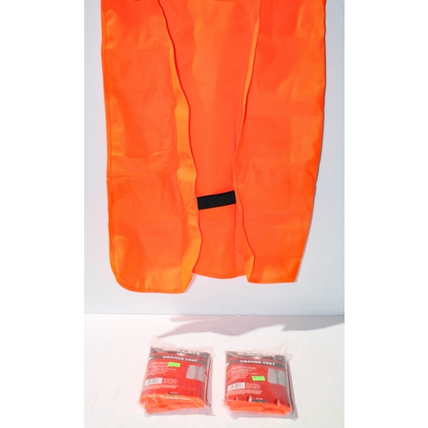 3 NEW ORANGE VEST - W/ ADJ. HOOK & LOOP CLOSURE
