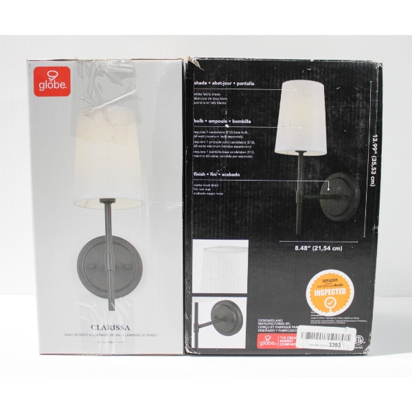 2 NEW GLOBE CLARISSA WALL SCONCE LIGHT FIXTURES