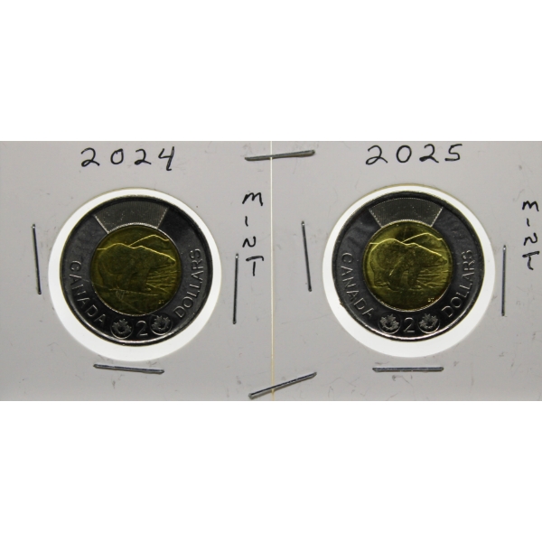2024 & 25 CANADIAN MINT $2 DOLLAR COINS
