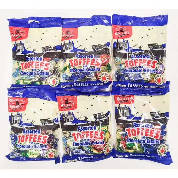 6 X 150G WALKERS ASST TOFFEES & CHOCOLATE ECLAIRS