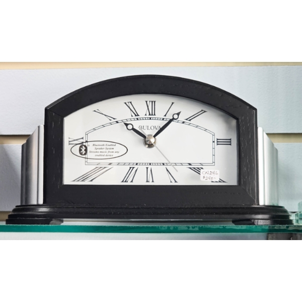NEW BULOVA BLUE TOOTH SPEAKER MANTLE CLOCK