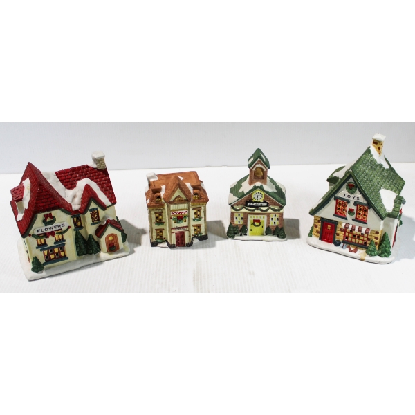 4 CHRISTMAS VILLAGE SCHOOL HOUSE ETC. LIGHT READY