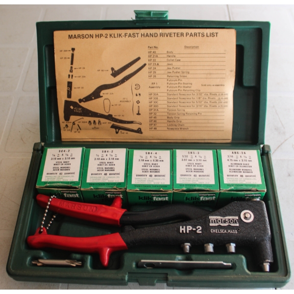 MARSON HP-2 RIVET TOOL W/ RIVETS & CASE