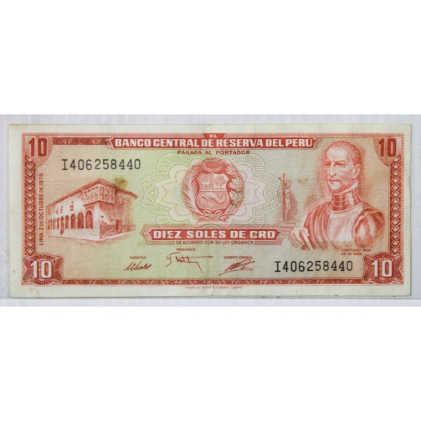 BANK OF CENTRAL PERU 10 SOLE BANKNOTE