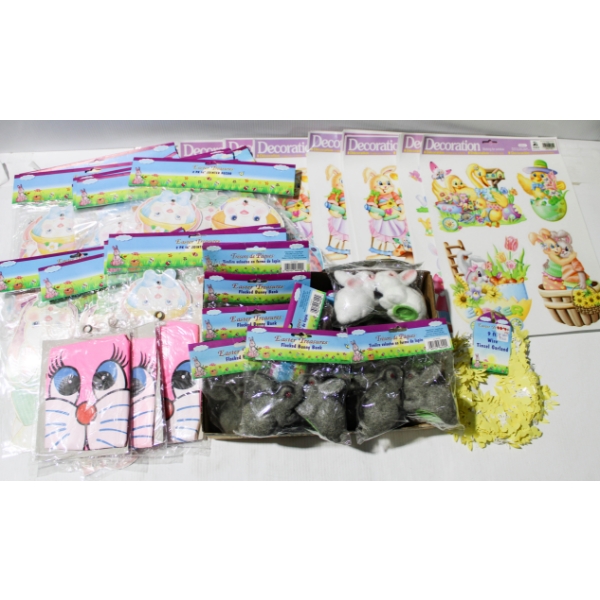 NEW EASTER DECORATIONS - WINDOW CLINGS - BUNNY BANKS ETC.