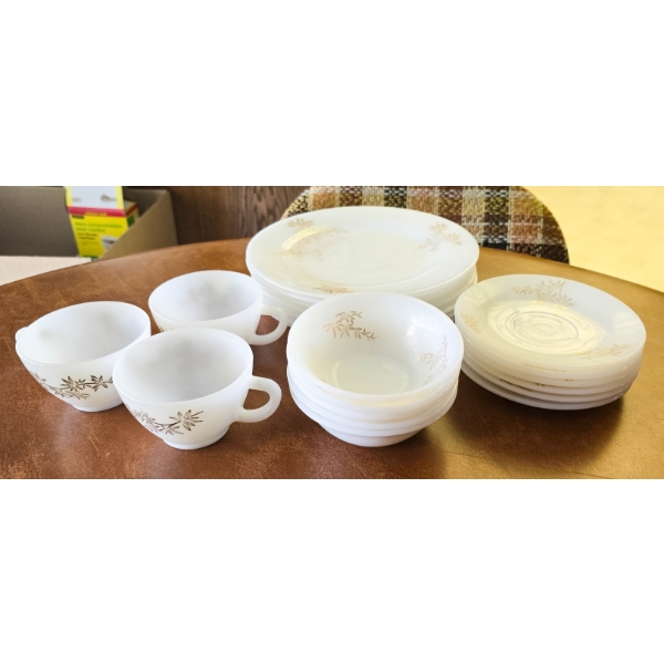 MILK GLASS TEA SET