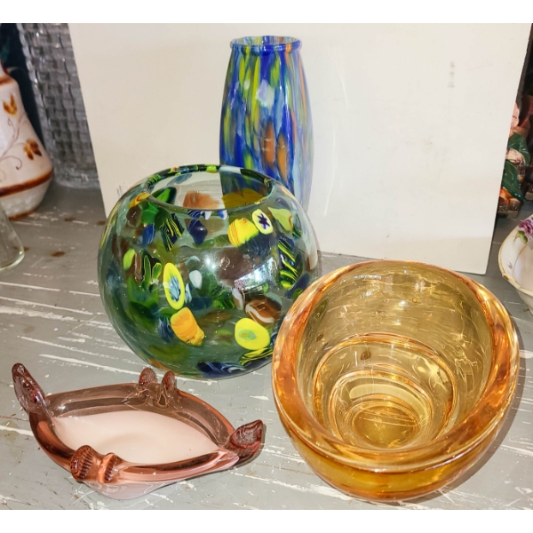 MORANO ART GLASS SWIRL BOWL ETC.