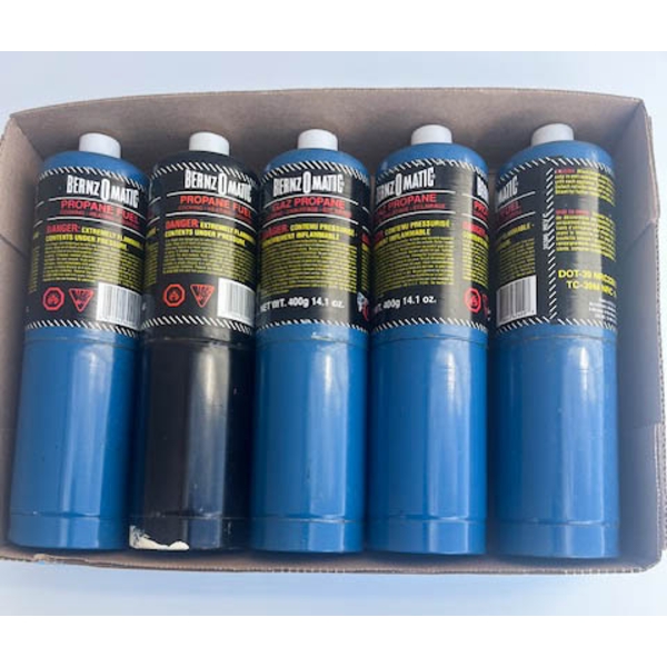 5 X 400G BERNZO-MATIC PROPANE BOTTLES