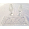 Image 1 : PINWHEEL CRYSTAL TRAY & SALT / PEPPER SHAKERS