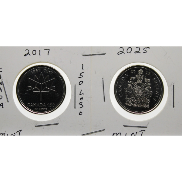 2017 & 2025 CANADIAN MINT 50 CENT COINS