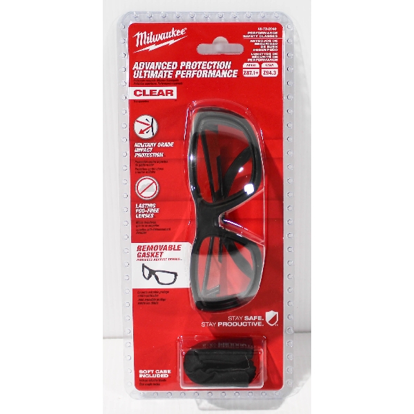 NEW MILWAUKEE ADV. PROTECTION CLEAR SAFTEY GLASSES