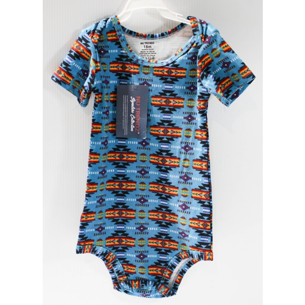NU TRENDZ 18M BABY ONESIE BLUE - SOUTHWESTERN DESIGN
