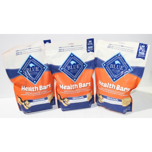 3 X 453G BLUE BUFFALO HEALTH BARS DOG TREATS - PUMPKIN