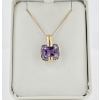Image 1 : 14K GOLD NECKLACE 16" - AMETHYST & DIAMOND