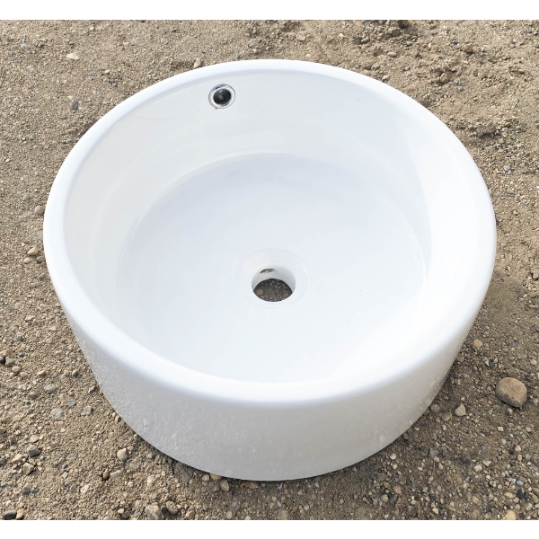 UNUSED ROUND COUNTERTOP BASIN & POP UP