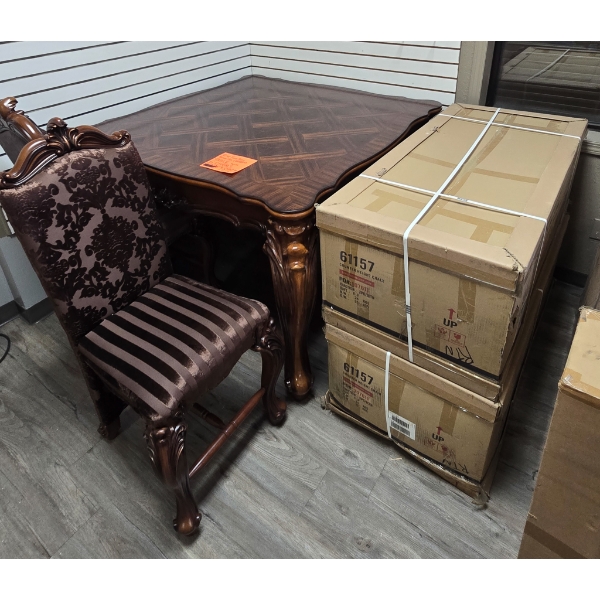 ACME CLAWFOOTED VERSAILLES TABLE W/ 6 CHAIRS