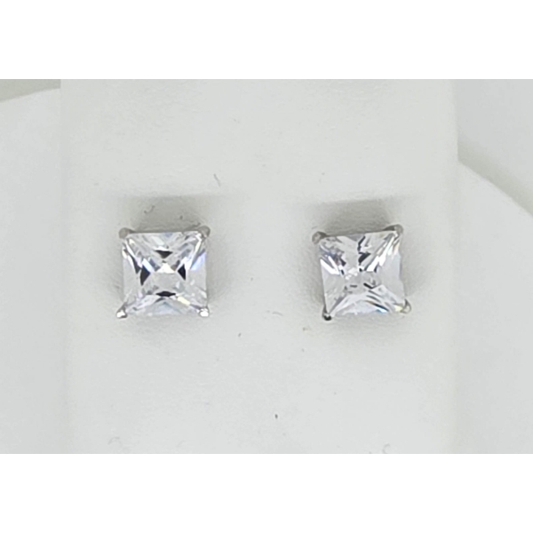 .925 SILVER CUBIC ZIRCONIA EARRINGS 7MM PER 