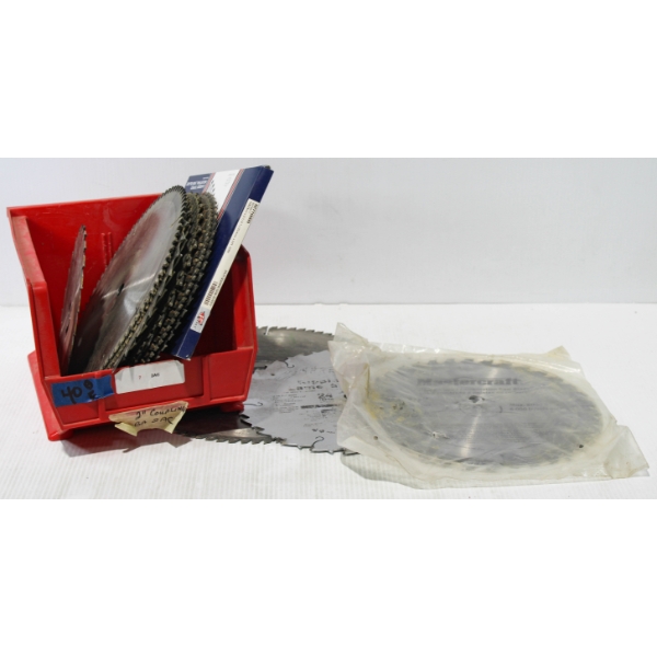 NEW & USED 10" ETC. SAW BLADES W/ PARTS BIN