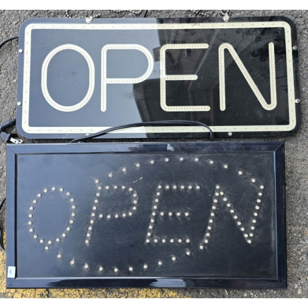 2 LIGHT UP OPEN SIGNS