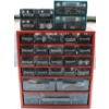Image 1 : ORANGE METAL PARTS BIN W/ CONTENTS