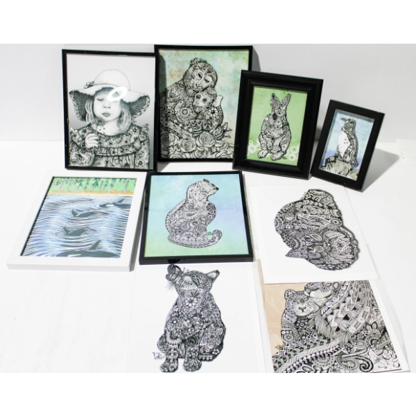 9 CREATURES OF CREATIVITY PENGUIN ETC. WALL ART SIGNED PK