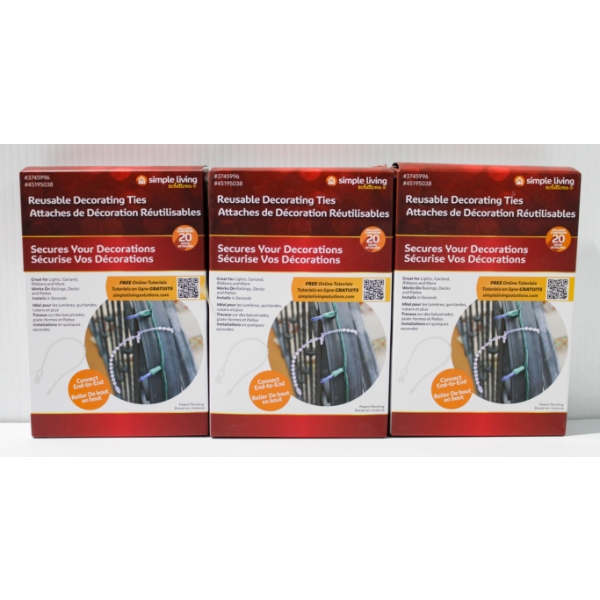 3PKS SIMPLE LIVING REUSABLE DECORATING TIES