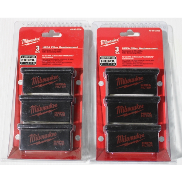 2 X 3PC NEW MILWAUKEE HEPA FILTER REPLACEMENT