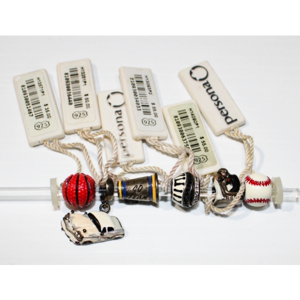 6 PERSONA .925 BRACELET CHARMS - CAR - BASEBALL ETC