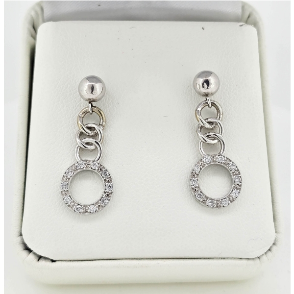 14K WHITE GOLD DIAMOND CIRCLE EARRINGS
