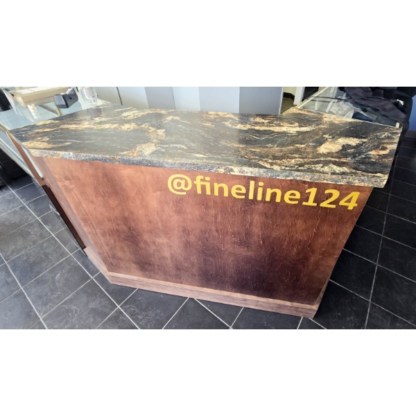 CORNER FRONT STORE COUNTER WITH STORAGE DRAWERS