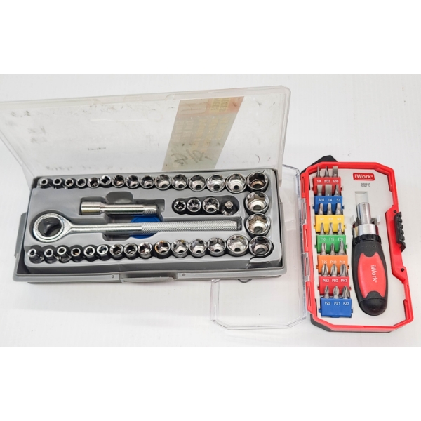 NEW 3/8" SOCKET SET & 22 PC SCREWDRIVER SET