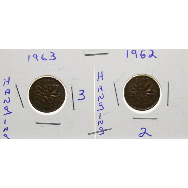 1962-63 CANADIAN HANGING 3 & HANGING 2 PENNIES
