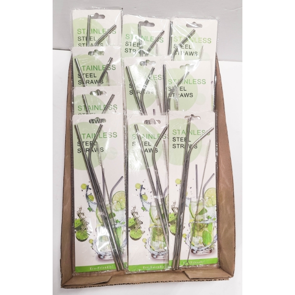 10 X 2 STAINLESS STEEL STRAWS W/ CLEANER