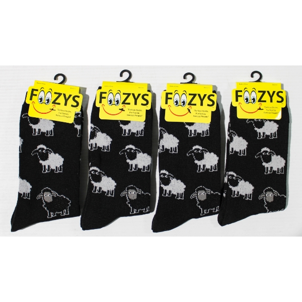 4PR NEW UNISEX FOOZYS SOCKS - SHEEP - BLK