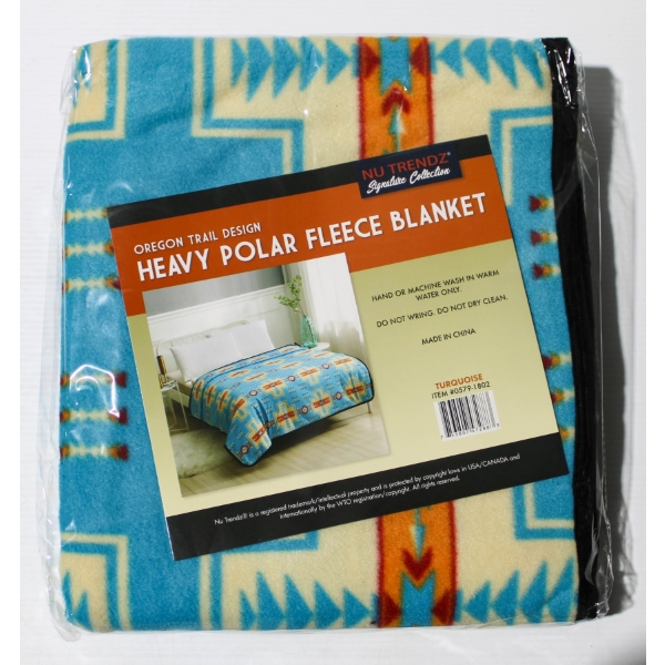 NEW NU TRENDZ OREGON TRAIL POLAR FLEECE BLANKET - TURQUOISE
