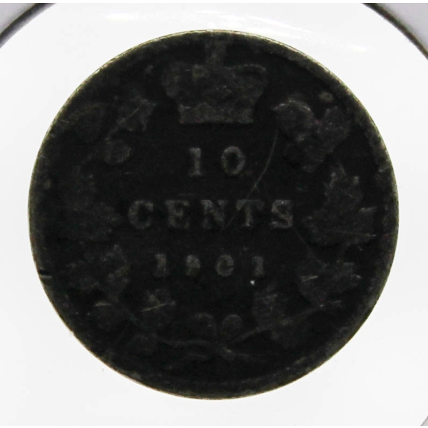 1901 VICTORIAN CANADA SILVER 10 CENT COIN