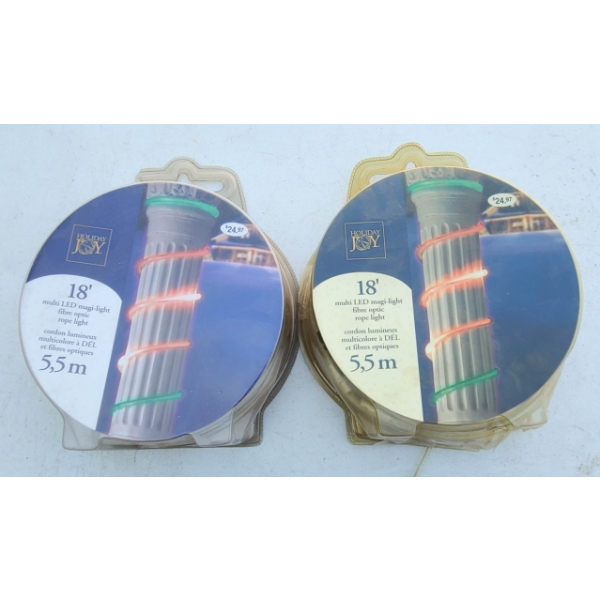 2 NEW 18FT MULTI LED MAGI-LITE FIBRE OPTIC ROPE LIGHT