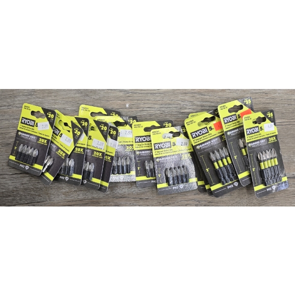 ASSORT. RYOBI 1" & 2" IMPACT DRIVE BITS