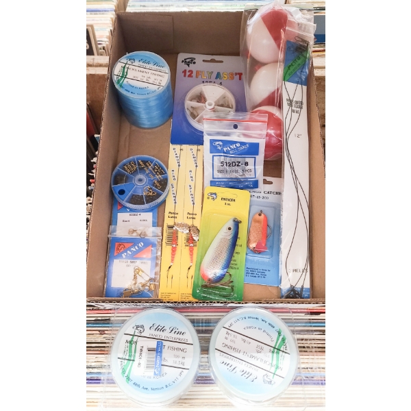 ASST FISHING TACKLE - HOOKS - LINE ETC