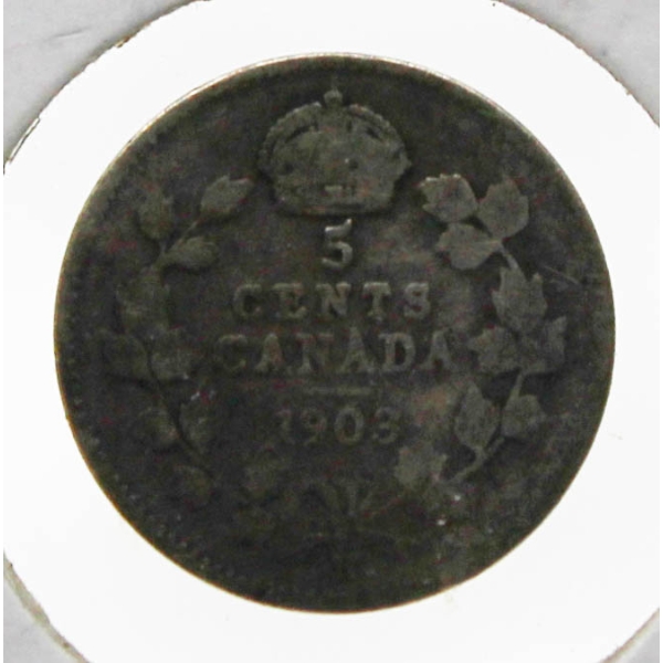1903-H CANADIAN SILVER 5 CENT COIN