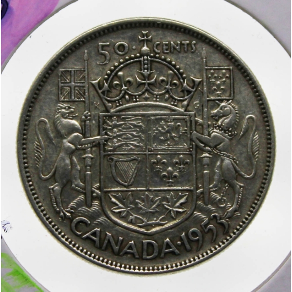 1953 CANADIAN SILVER 50 CENT COIN
