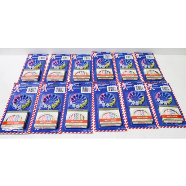 12 X 24 NUTTY CLUB BIRTHDAY CANDLES W/ HOLDERS