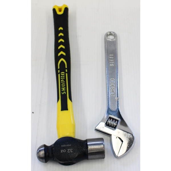 NEW HAMMER & ADJUSTABLE WRENCH 12"