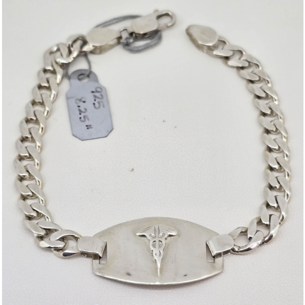 .925 SILVER MEDICAL ALERT 8.25" BRACELET