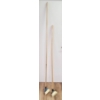 Image 1 : 2 ASST WOODEN HANDLE BROOMS BLUE & YELLOW