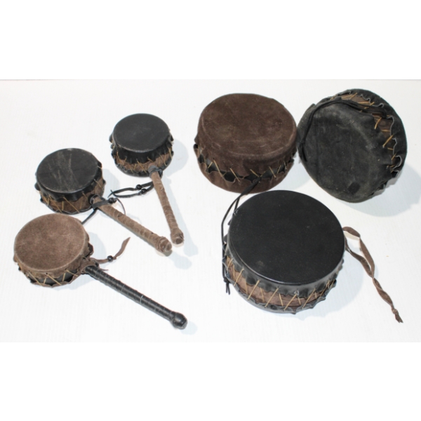 HANDMADE LEATHER NATIVE DRUMS & RATTLES